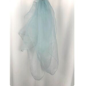 60s Sheer Nylon Barely There Baby Blue Medium Sized Square Scarf • Neck Scarf